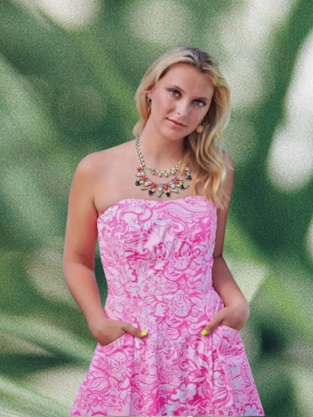 LILLY PULITZER Blossom Hot Tropic strapless dress women’s size 12